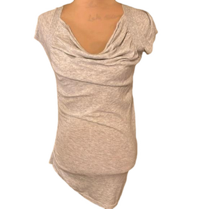 Moda international gray cowlneck knit tee size medium